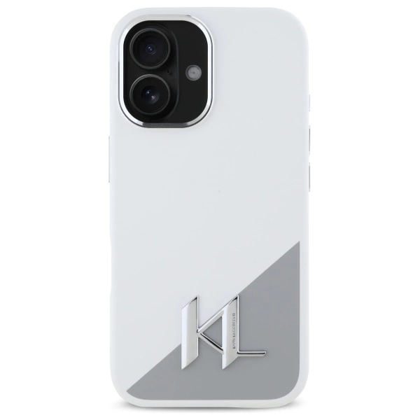 Karl Lagerfeld Silicone Initial Metal Logo MagSafe iPhone 16 Case - Whiteeng