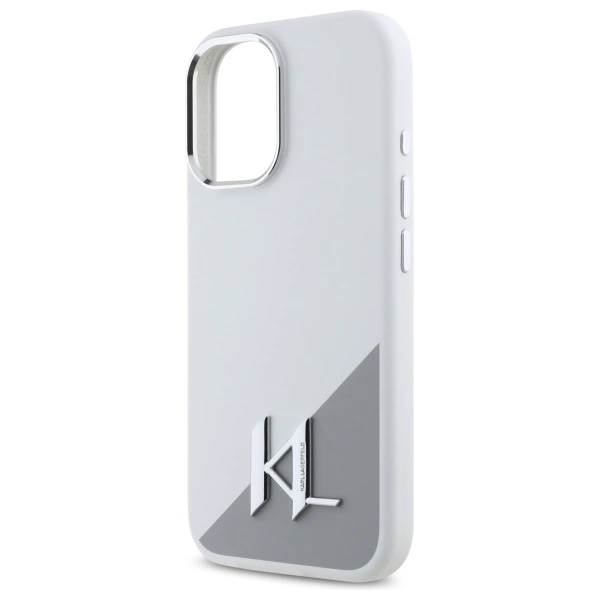 Karl Lagerfeld Silicone Initial Metal Logo MagSafe iPhone 16 Case - Whiteeng