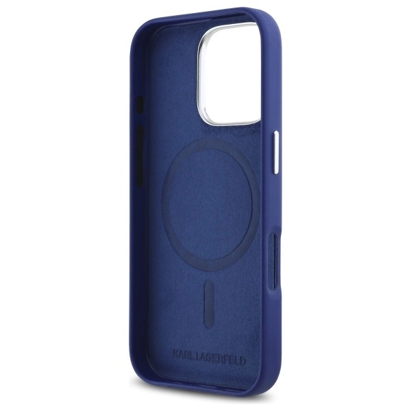 Karl Lagerfeld FW Metal Plate MagSafe iPhone 16 Pro Max Case - Blueeng