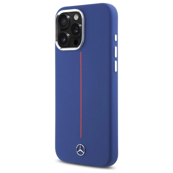 Mercedes Silicone Red Stripe MagSafe Case for iPhone 16 Pro Max - Navy Blueeng