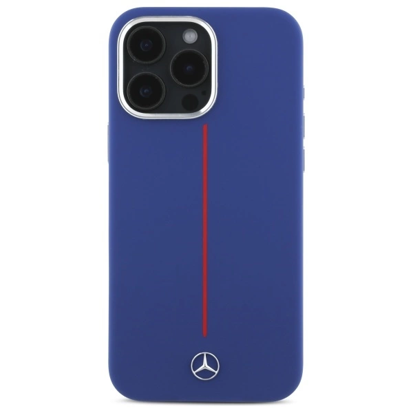 Mercedes Silicone Red Stripe MagSafe Case for iPhone 16 Pro Max - Navy Blueeng