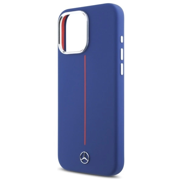 Mercedes Silicone Red Stripe MagSafe Case for iPhone 16 Pro Max - Navy Blueeng