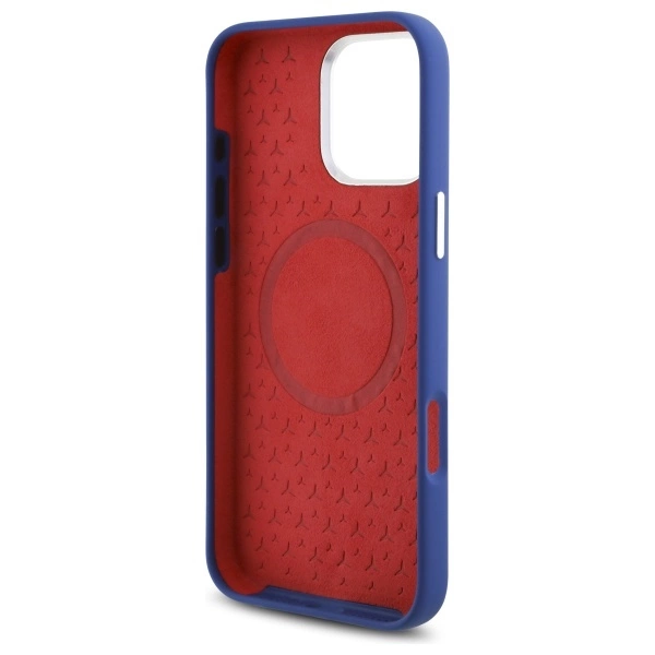 Mercedes Silicone Red Stripe MagSafe Case for iPhone 16 Pro Max - Navy Blueeng