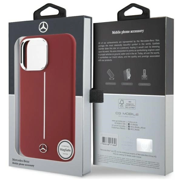 Mercedes Silicone White Stripe MagSafe Case for iPhone 16 Pro Max - Redeng