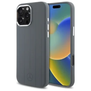 Mercedes Silicone Vertical Tonal Stripes MagSafe Case for iPhone 16 Pro Max - Grayeng