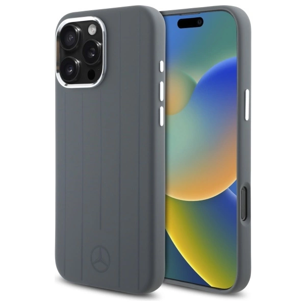 Mercedes Silicone Vertical Tonal Stripes MagSafe Case for iPhone 16 Pro Max - Grayeng