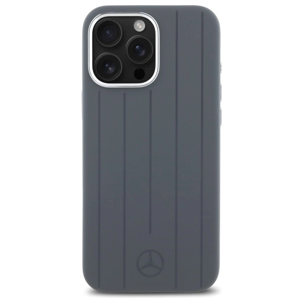 Mercedes Silicone Vertical Tonal Stripes MagSafe Case for iPhone 16 Pro Max - Grayeng