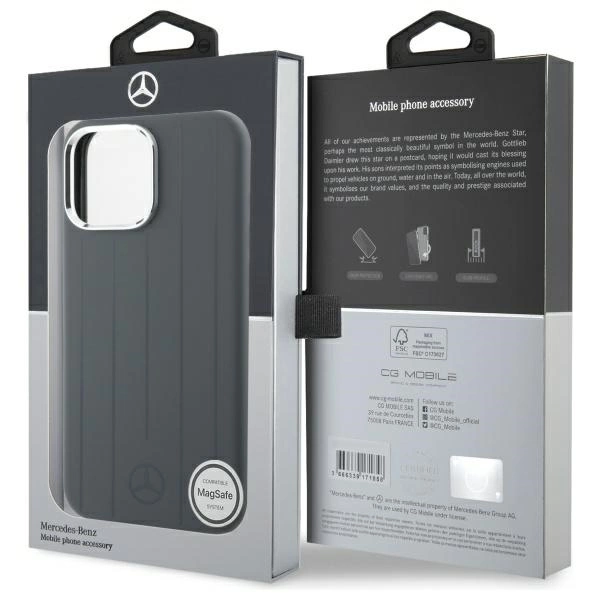 Mercedes Silicone Vertical Tonal Stripes MagSafe Case for iPhone 16 Pro Max - Grayeng