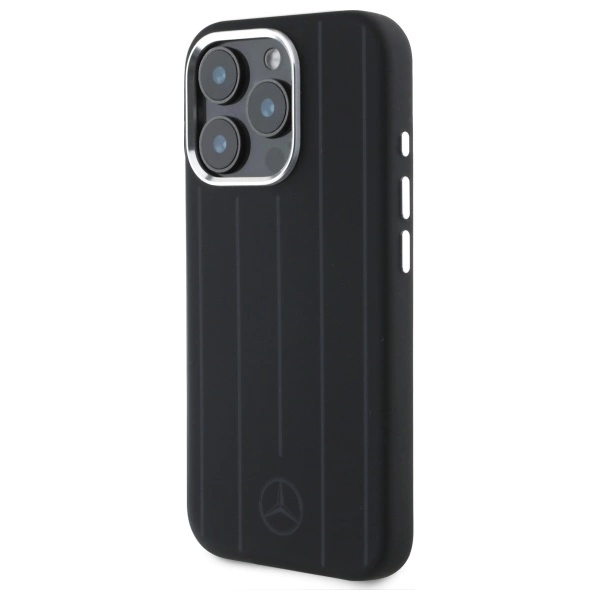 Mercedes Silicone Vertical Tonal Stripes MagSafe Case for iPhone 16 Pro Max - Blackeng