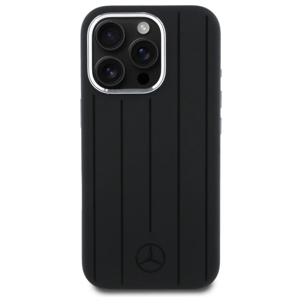 Mercedes Silicone Vertical Tonal Stripes MagSafe Case for iPhone 16 Pro Max - Blackeng