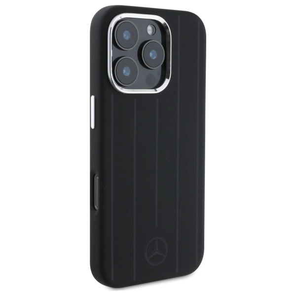 Mercedes Silicone Vertical Tonal Stripes MagSafe Case for iPhone 16 Pro Max - Blackeng
