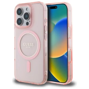 Guess GUHMP16LHFGEREP iPhone 16 Pro 6.3" pink/pink hardcase IML Glitter Circle MagSafeeng