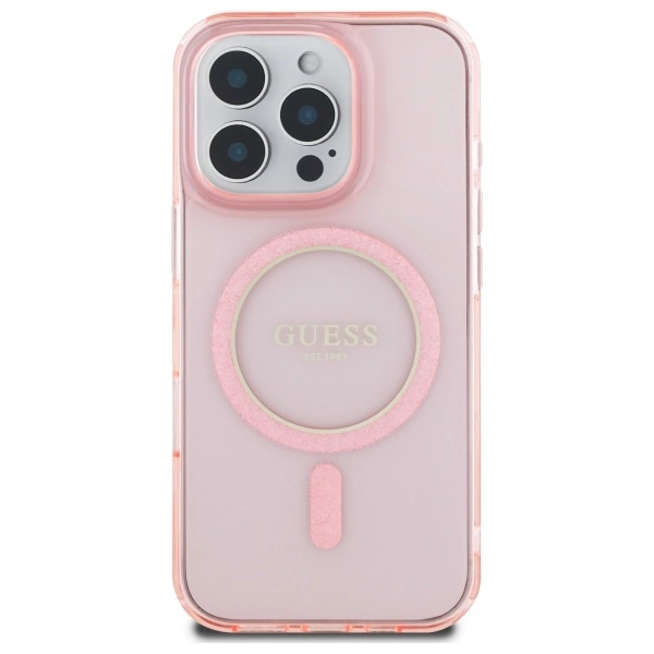 Guess GUHMP16LHFGEREP iPhone 16 Pro 6.3" pink/pink hardcase IML Glitter Circle MagSafeeng