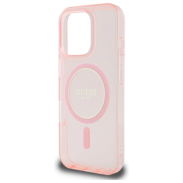 Guess GUHMP16LHFGEREP iPhone 16 Pro 6.3" pink/pink hardcase IML Glitter Circle MagSafeeng