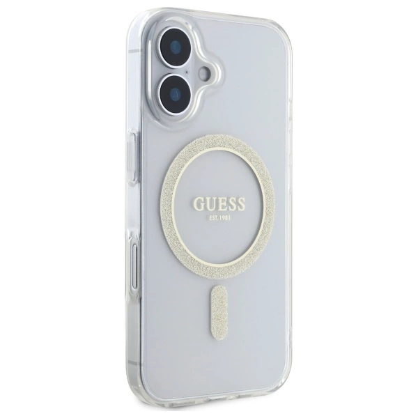 Guess GUHMP16MHFGERET iPhone 16 Plus 6.7" transparent hardcase IML Glitter Circle MagSafeeng