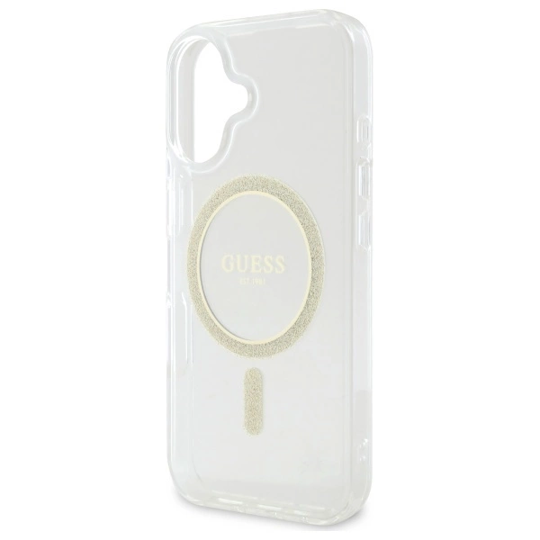 Guess GUHMP16MHFGERET iPhone 16 Plus 6.7" transparent hardcase IML Glitter Circle MagSafeeng