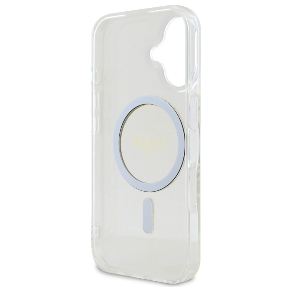 Guess GUHMP16MHFGERET iPhone 16 Plus 6.7" transparent hardcase IML Glitter Circle MagSafeeng