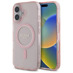 Guess GUHMP16SHFGEREP iPhone 16 6.1" pink/pink hardcase IML Glitter Circle MagSafeeng