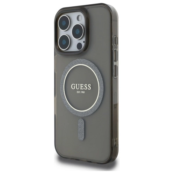 Guess IML Glitter Circle MagSafe case for iPhone 16 Pro Max - blackeng