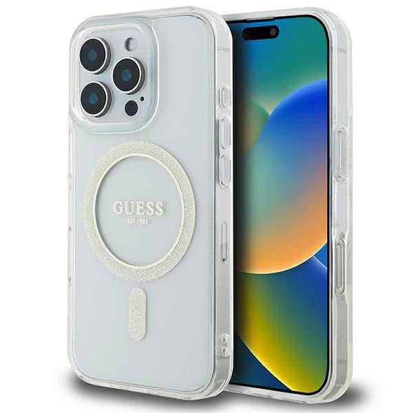 Guess IML Glitter Circle MagSafe Case for iPhone 16 Pro Max - Cleareng