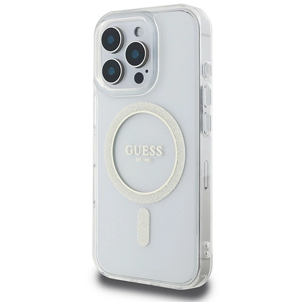 Guess IML Glitter Circle MagSafe Case for iPhone 16 Pro Max - Cleareng