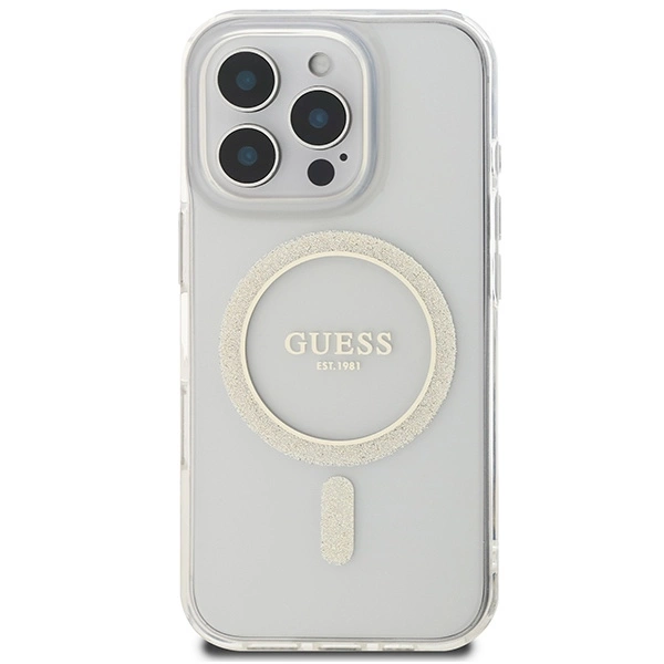 Guess IML Glitter Circle MagSafe Case for iPhone 16 Pro Max - Cleareng