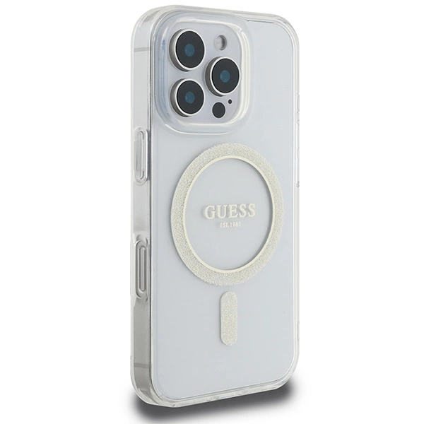 Guess IML Glitter Circle MagSafe Case for iPhone 16 Pro Max - Cleareng
