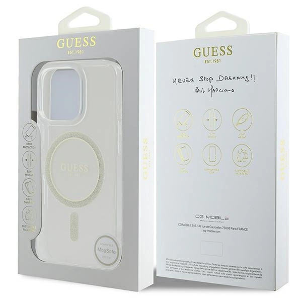 Guess IML Glitter Circle MagSafe Case for iPhone 16 Pro Max - Cleareng