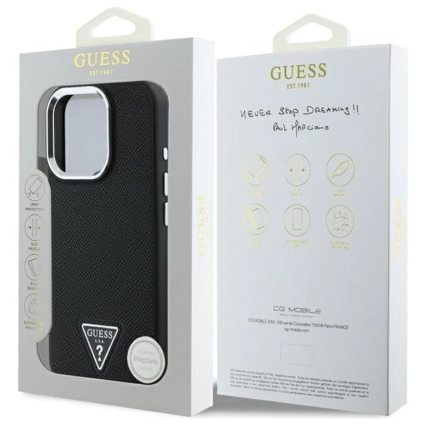 Guess GUHMP16XPGTSPSK iPhone 16 Pro Max 6.3" black/black hardcase Grained Triangle MagSafeeng