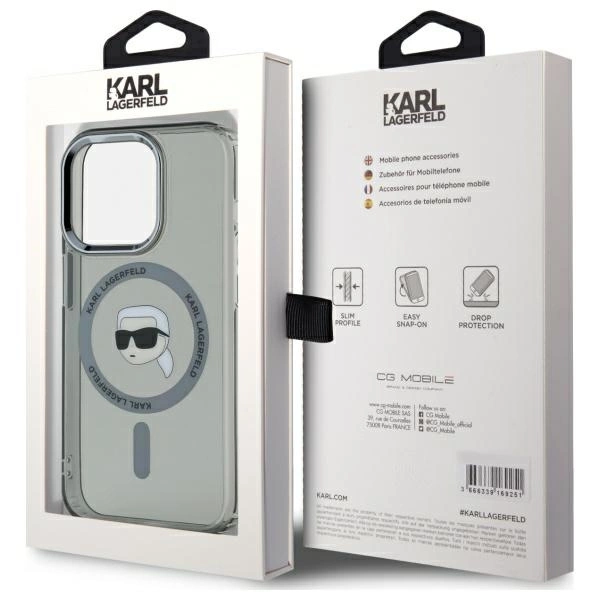 Karl Lagerfeld KLHMP15LHLSKIK iPhone 15 Pro 6.1" black/black hardcase IML Metal Karl Head MagSafeeng