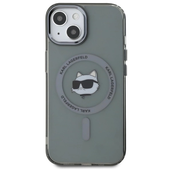 Karl Lagerfeld KLHMP15SHLSCHK iPhone 15 6.1" black/black hardcase IML Metal Choupette Head MagSafeeng