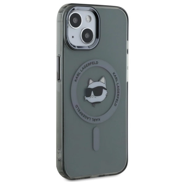 Karl Lagerfeld KLHMP15SHLSCHK iPhone 15 6.1" black/black hardcase IML Metal Choupette Head MagSafeeng