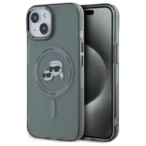 Karl Lagerfeld KLHMP15SHLSKCK iPhone 15 6.1" black/black hardcase IML Metal Karl&Choupette Head MagSafeeng