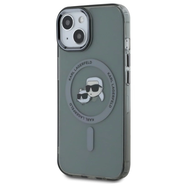 Karl Lagerfeld KLHMP15SHLSKCK iPhone 15 6.1" black/black hardcase IML Metal Karl&Choupette Head MagSafeeng