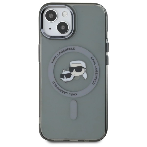 Karl Lagerfeld KLHMP15SHLSKCK iPhone 15 6.1" black/black hardcase IML Metal Karl&Choupette Head MagSafeeng
