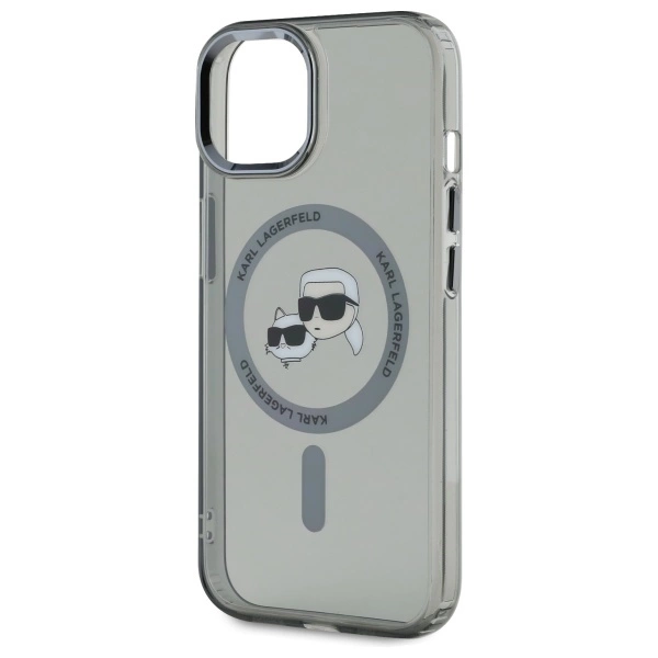 Karl Lagerfeld KLHMP15SHLSKCK iPhone 15 6.1" black/black hardcase IML Metal Karl&Choupette Head MagSafeeng