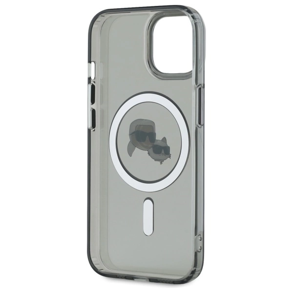 Karl Lagerfeld KLHMP15SHLSKCK iPhone 15 6.1" black/black hardcase IML Metal Karl&Choupette Head MagSafeeng