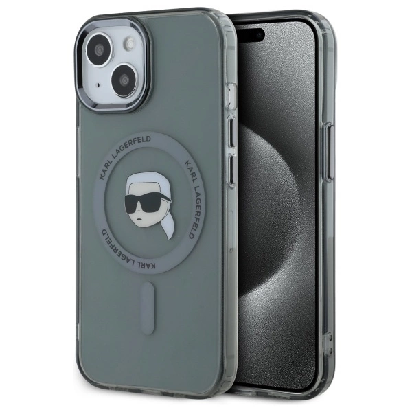 Karl Lagerfeld KLHMP15SHLSKIK iPhone 15 6.1" black/black hardcase IML Metal Karl Head MagSafeeng