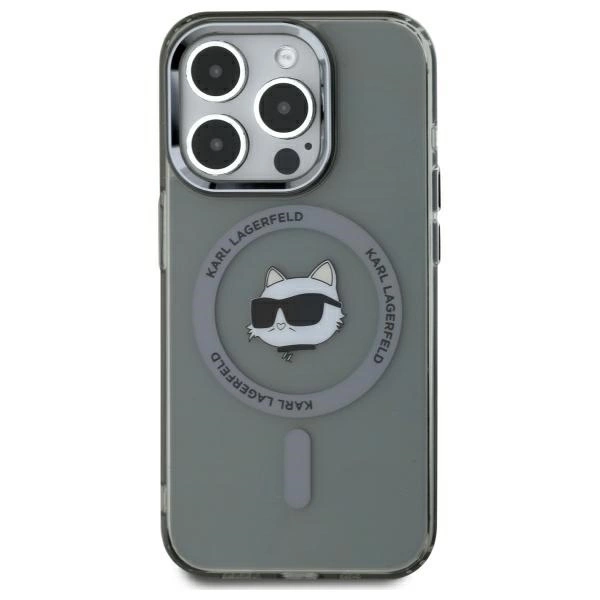 Karl Lagerfeld KLHMP15XHLSCHK iPhone 15 Pro Max 6.7" black/black hardcase IML Metal Choupette Head MagSafeeng