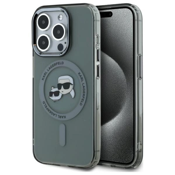 Karl Lagerfeld KLHMP15XHLSKCK iPhone 15 Pro Max 6.7" black/black hardcase IML Metal Karl&Choupette Head MagSafeeng