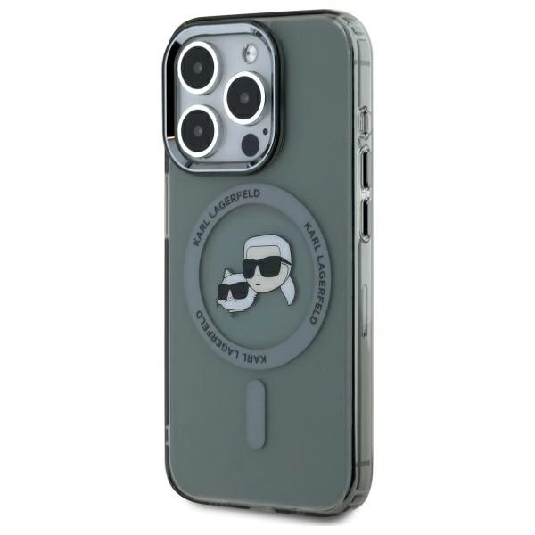 Karl Lagerfeld KLHMP15XHLSKCK iPhone 15 Pro Max 6.7" black/black hardcase IML Metal Karl&Choupette Head MagSafeeng