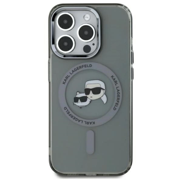 Karl Lagerfeld KLHMP15XHLSKCK iPhone 15 Pro Max 6.7" black/black hardcase IML Metal Karl&Choupette Head MagSafeeng