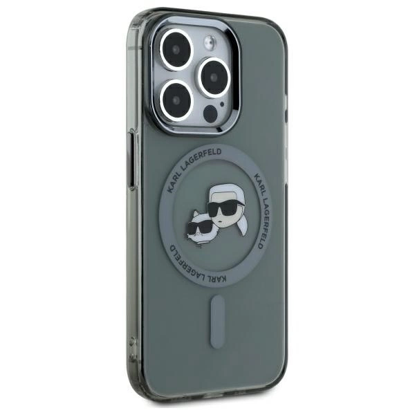 Karl Lagerfeld KLHMP15XHLSKCK iPhone 15 Pro Max 6.7" black/black hardcase IML Metal Karl&Choupette Head MagSafeeng