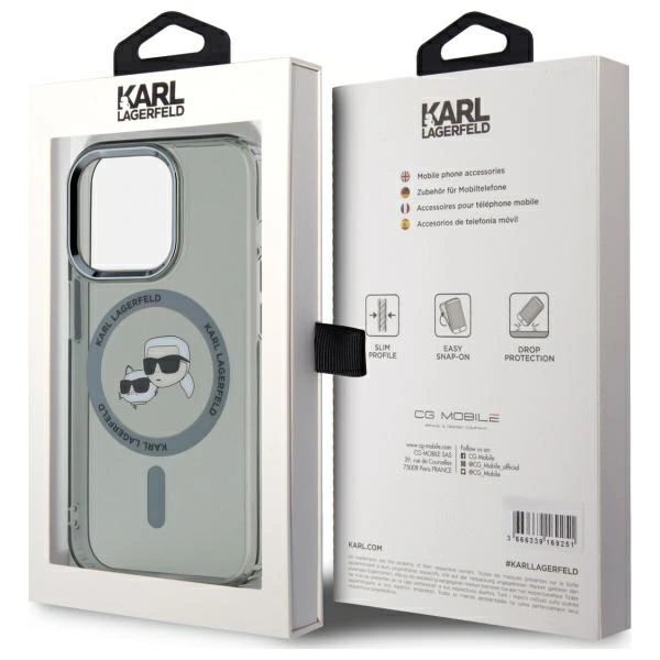 Karl Lagerfeld KLHMP15XHLSKCK iPhone 15 Pro Max 6.7" black/black hardcase IML Metal Karl&Choupette Head MagSafeeng