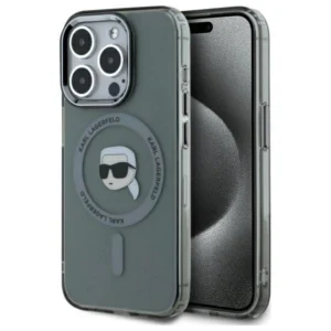 Karl Lagerfeld KLHMP15XHLSKIK iPhone 15 Pro Max 6.7" black/black hardcase IML Metal Karl Head MagSafeeng