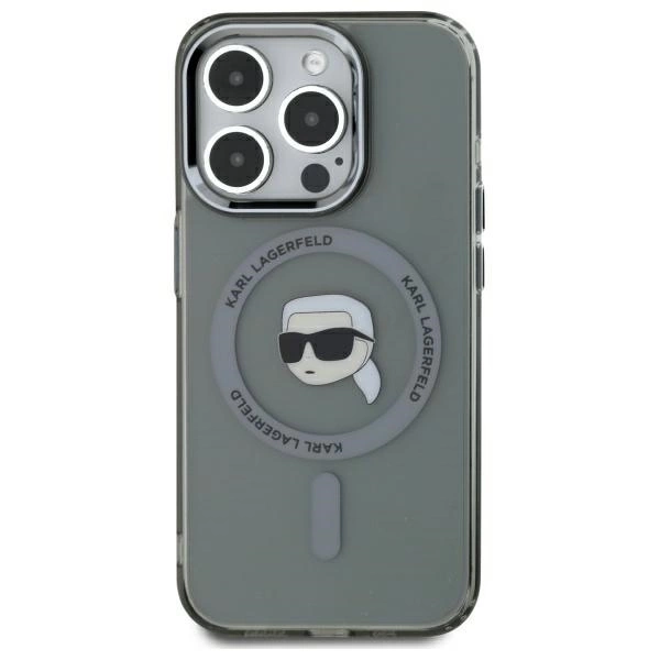 Karl Lagerfeld KLHMP15XHLSKIK iPhone 15 Pro Max 6.7" black/black hardcase IML Metal Karl Head MagSafeeng