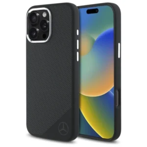 Mercedes MEHMP16L23SUGDK iPhone 16 Pro 6.3" black/black hardcase Silicone Tonal Logo Wood Pattern MagSafeeng
