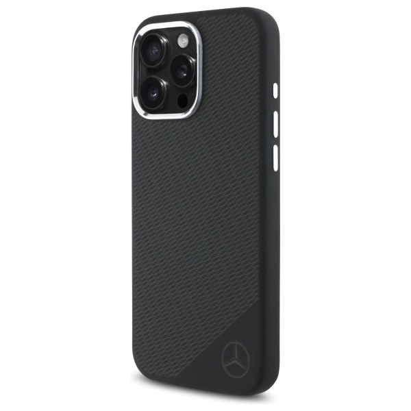 Mercedes MEHMP16L23SUGDK iPhone 16 Pro 6.3" black/black hardcase Silicone Tonal Logo Wood Pattern MagSafeeng