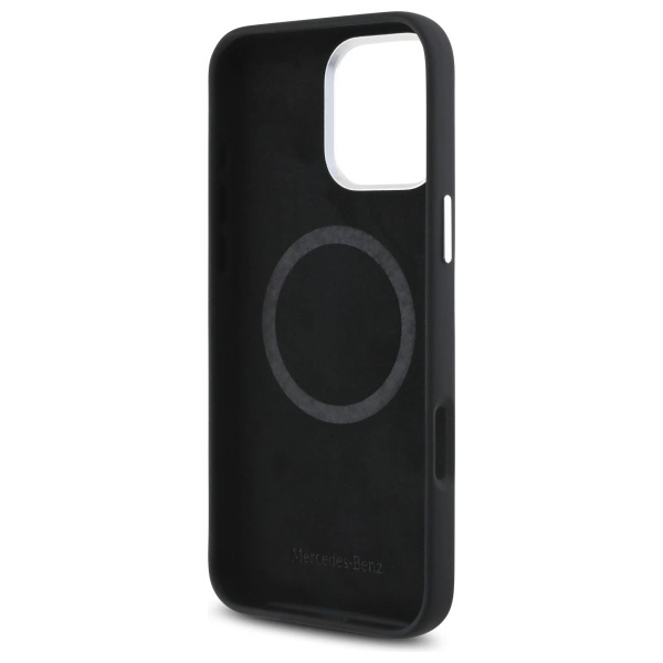 Mercedes MEHMP16L23SUGDK iPhone 16 Pro 6.3" black/black hardcase Silicone Tonal Logo Wood Pattern MagSafeeng