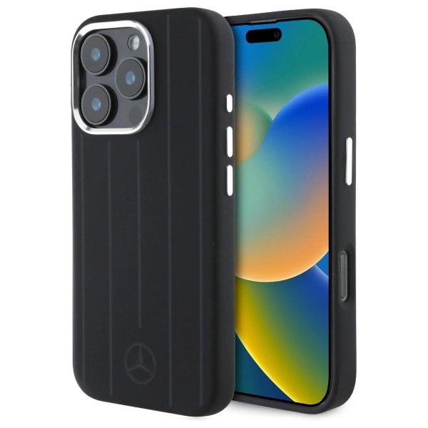 Mercedes MEHMP16L23SUVSK iPhone 16 Pro 6.3" black/black hardcase Silicone Vertical Tonal Stripes MagSafeeng